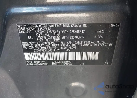 2018 Toyota Rav4 Xle from USA, damaged, VIN 2T3WFREVXJW514162